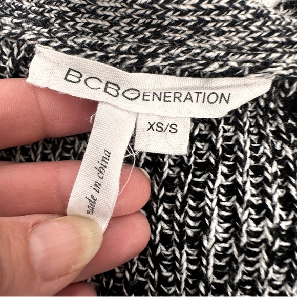 BCBGeneration cardigan Oversize Comfy Size XS/S Marled Heathered Black White zip - Picture 6 of 8